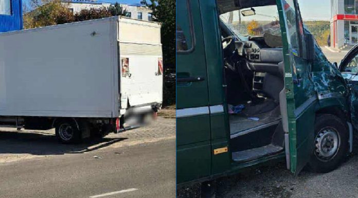 Accident grav în Ialoveni: microbuz lovit de camion, trei răniți