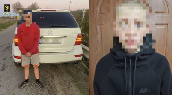 Adolescenţi de 13 şi 15 ani reţinuţi după furtul unui Mercedes – urmărit de poliţie până la impact