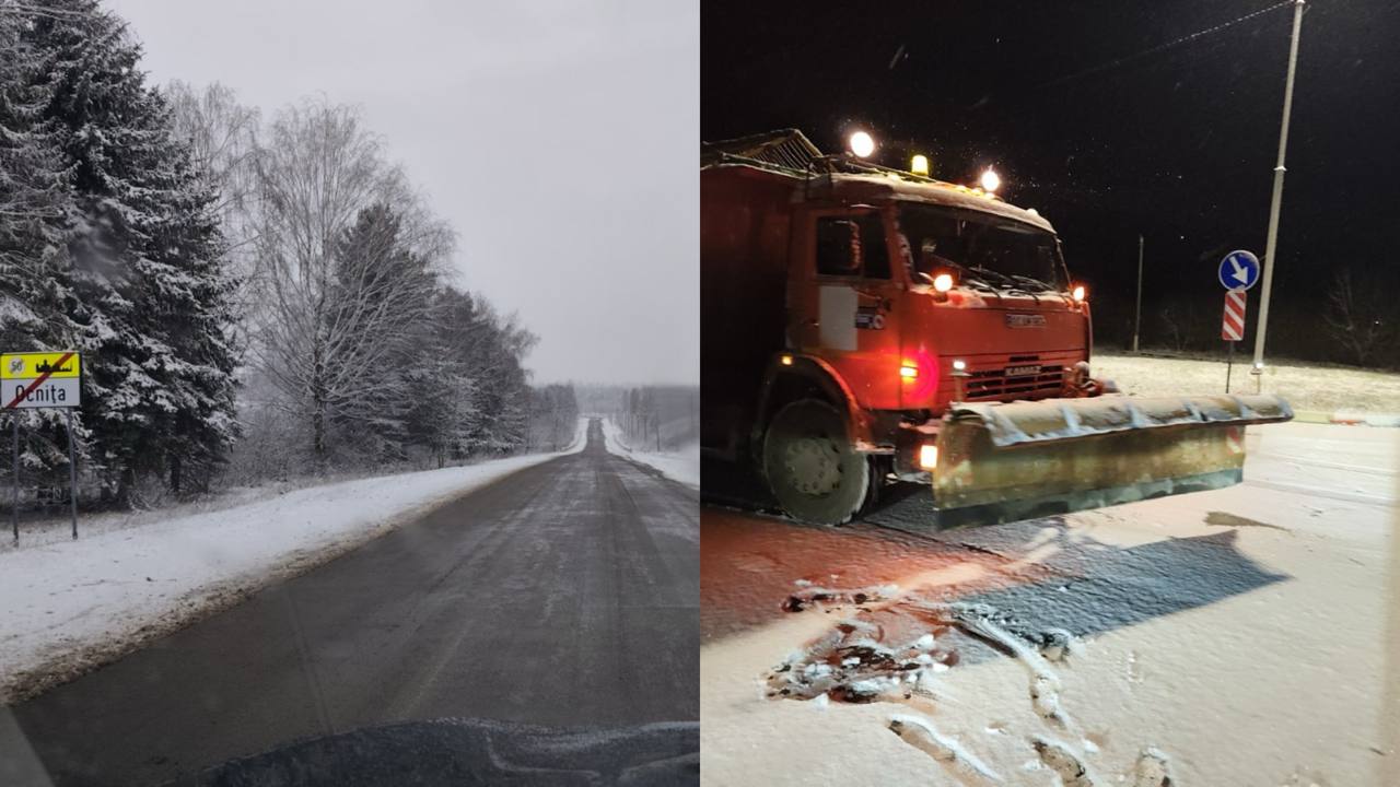 Ninsoare în nordul R. Moldova: drumarii au intervenit cu circa 50 de utilaje speciale