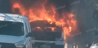 Incendiu la Bălți: un microbuz a ars parțial, fără victime