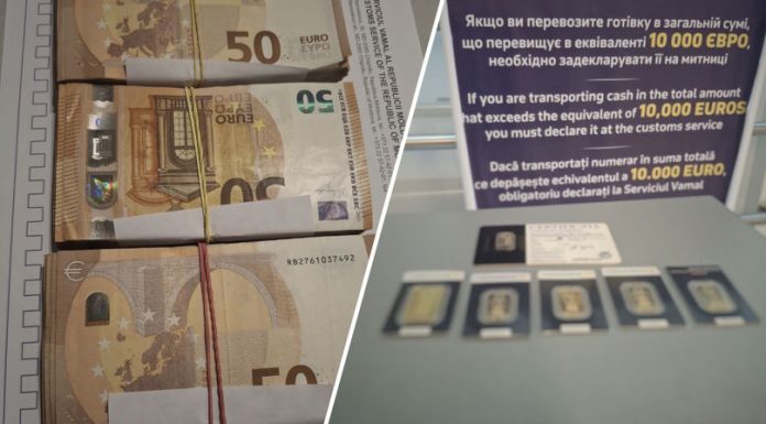 Trei tentative de scoatere ilegală a banilor și unor presupuse lingouri de aur, stopate la Aeroportul Chișinău