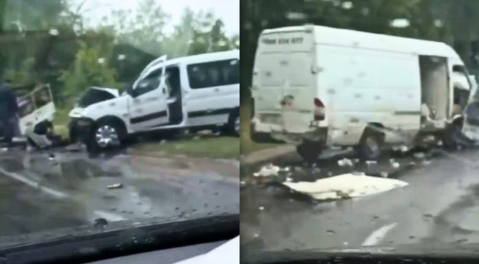 Coliziune la Cupcini: microbuz ajuns pe contrasens, un autoturism a ieșit de pe carosabil