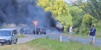 Patru victime într-un accident la Sângerei: Șoferii au intrat pe un sector cu vizibilitate redusă din cauza incendiului