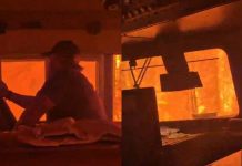 Momente de groază în Canada: o locomotivă a rămas blocată între incendiile de vegetație