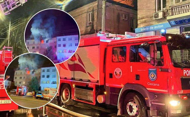 Incendiu puternic într-un apartament din Chișinău: pompierii au evacuat 20 de persoane