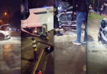 Accident violent în Capitală: pompierii au intervenit după ce un automobil a luat foc