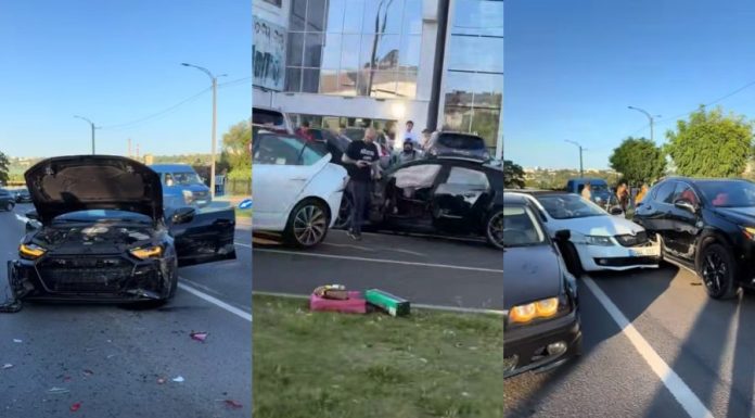 Accident cu cinci mașini pe strada Albișoara: un tânăr fără permis ar fi provocat impactul