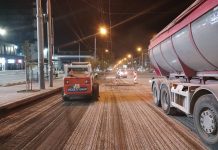 Reparații pe timp de noapte pe strada dintre podul Ismail și bulevardul Ștefan cel Mare